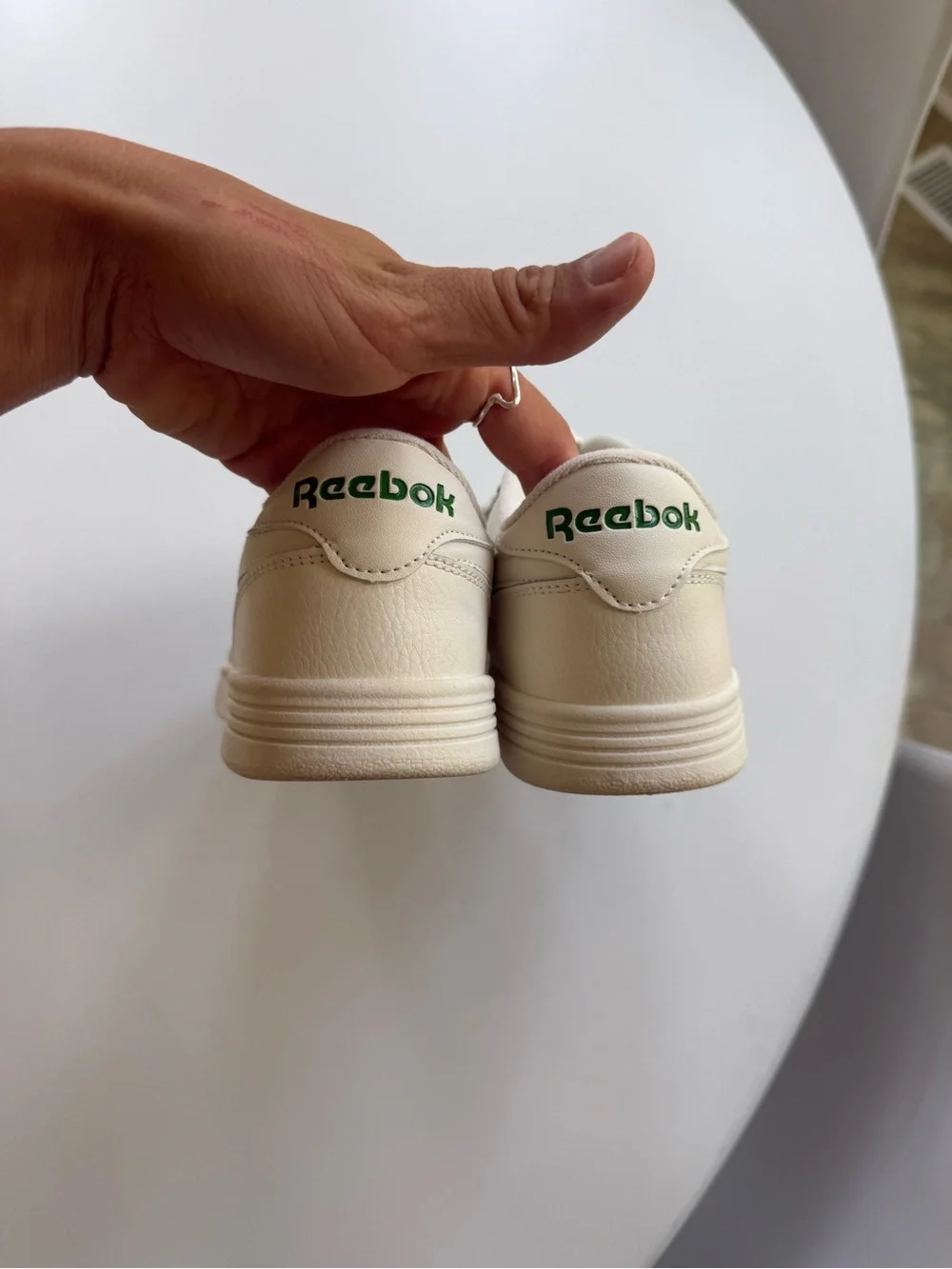 Reebok White Leather Sneakers with Green Details